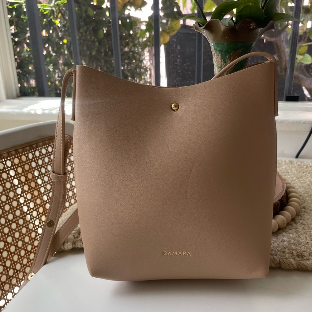 SAMARA Embossed Tan Leather Clutch
